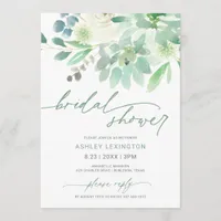 Bridal Shower Watercolor Succulent Greenery Invitation