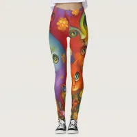 Colorful Crazy Kitty Cat Kitten Collage Leggings