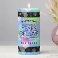 Elegant 24th Opal Wedding Anniversary Celebration Pillar Candle