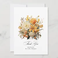 Yellow, Orange and Ivory Floral Wedding Thank You Card