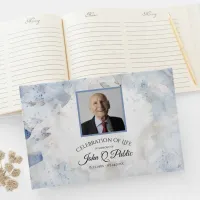 Blue Tint Carnation Celebration of Life Memorial Guest Book