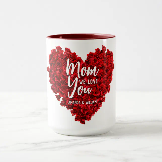 Red Roses Heart Love You Mom Mother's Day Mug