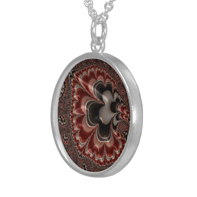 Liquid Fractal pattern Sterling Silver Necklace