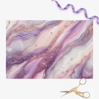 Modern Purple Lavender Marble with Glitter Veins Tissue Paper