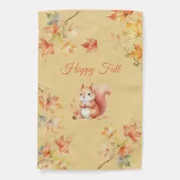 Happy Fall Squirrel in Leaves Garden Flag