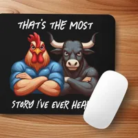 Not Amused Rooster and Ox Folded Arms Stare Mouse Pad