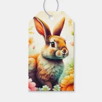 Cute Watercolor Ai Vintage Easter Bunny Rabbit Gift Tags