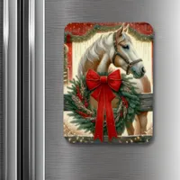 Watercolor Horse and Festive Farm Christmas Magnet