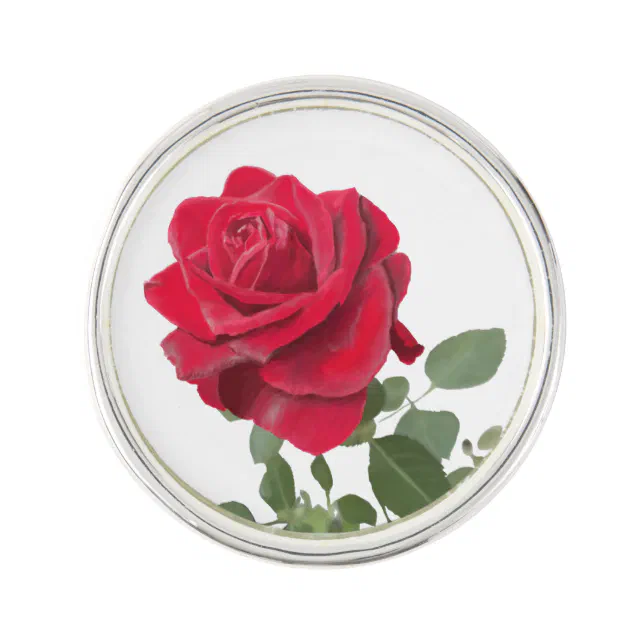 Red rose- oil painting  lapel pin