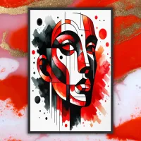 Abstract Face Red | Gallery quality Giclee prints