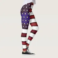 Modern Embossed American Flag Leggings