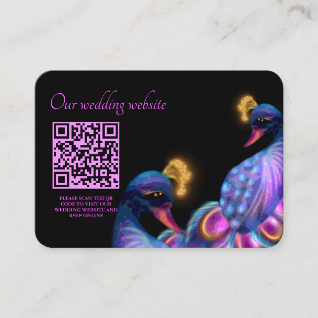 Peacock Jewel Tones Wedding Floral Moody purple En Enclosure Card