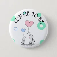 Auntie To Be Elephant Baby Shower Button