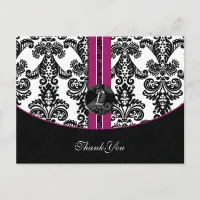 fuchsia damask ThankYou Cards