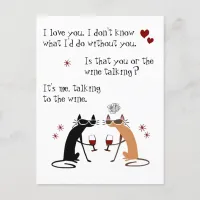 Talking to the Wine Funny Cat Postcard