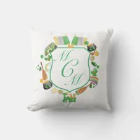 St. Patrick's day Monogram Crest  Throw Pillow