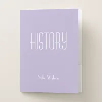 Cute Lilac Personalized School Subject History Pocket Folder