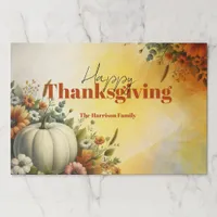 Fall Flowers Pumpkin Thanksgiving Paper Placemat