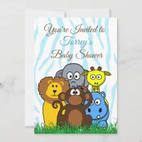 Jungle Zoo Animals  Baby Shower Invitation