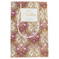 Pink Gold Christmas Merry Pattern#4 ID1009 Medium Gift Bag