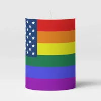 LGBT Pride American Flag with Stars Pillar Candle