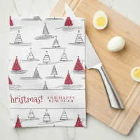 Red Christmas Tree Pattern#5 ID1009 Kitchen Towel