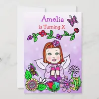 Red Haired Caucasian Fairy Birthday Invitation