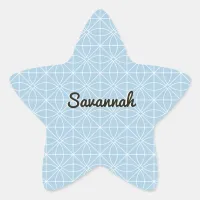 Personalized Blue White Abstract Tile Patterned Star Sticker