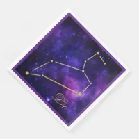 Gold Leo Constellation on Dark Galaxy | Paper Dinner Napkins