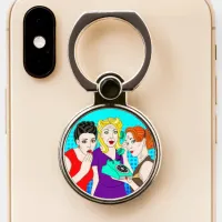 Retro Ladies on Vintage Phone Pop Art Style Phone Ring Stand