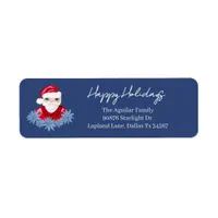 Simple Santa Poinsettia Christmas Return Address Label