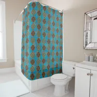 Southwest Mountain Peaks Turquoise Geometric Shower Curtain