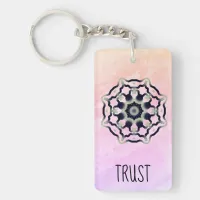 *~* "TRUST"  Black Gray Mandala Heart Chakra Pink Keychain