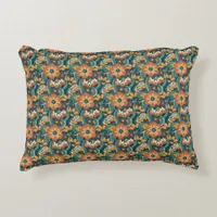 Retro Floral Pattern Accent Pillow