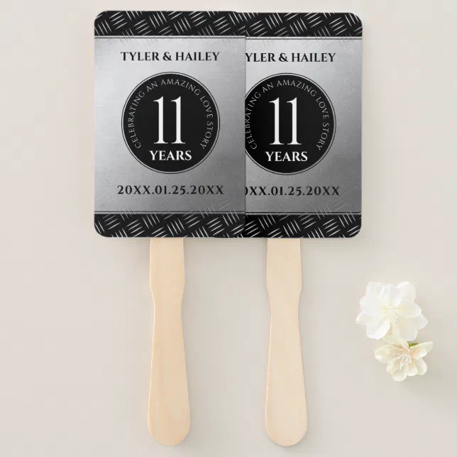 Elegant 11th Steel Wedding Anniversary Celebration Hand Fan