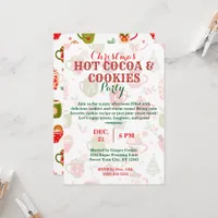 Christmas Hot Cocoa & Cookies Party with Pattern Invitation