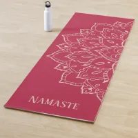 Pink Namaste Yoga Mat with Mandala