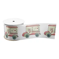 Cute Bear Valentine Mail Truck Watercolor Satin Ribbon