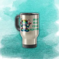 Modern Inhale Exhale Green Frog | Travel Mug