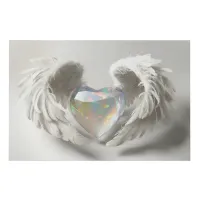 *~*~  Heart Angel Wings  AP78 Crystal Opal Faux Canvas Print