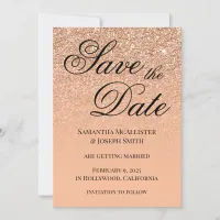 Peach Glitter Gradient Save The Date