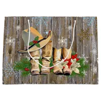 Country and Western Cowboy Boots Christmas Large Gift Bag