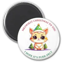 Kawaii Christmas Kitten Holiday Cat Pun Magnet