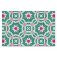 Green White & Pink Moroccan Geometric Pattern Tissue Paper