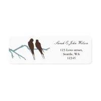 lovebirds mocha wedding ,return address label