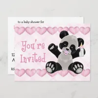 Panda with Pacifier Pink Baby Shower Invitation