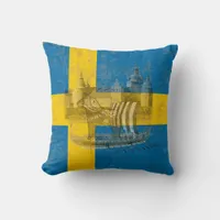 Flag and Symbols of Sweden ID159 Throw Pillow