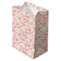 Pretty Coral Peach Tropical Spring Flowers Medium Gift Bag