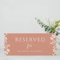 Vintage Terracotta Wedding Reserved Sign Elegant Invitation