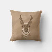 Southwest Pronghorn Petroglyph Throw Pillow